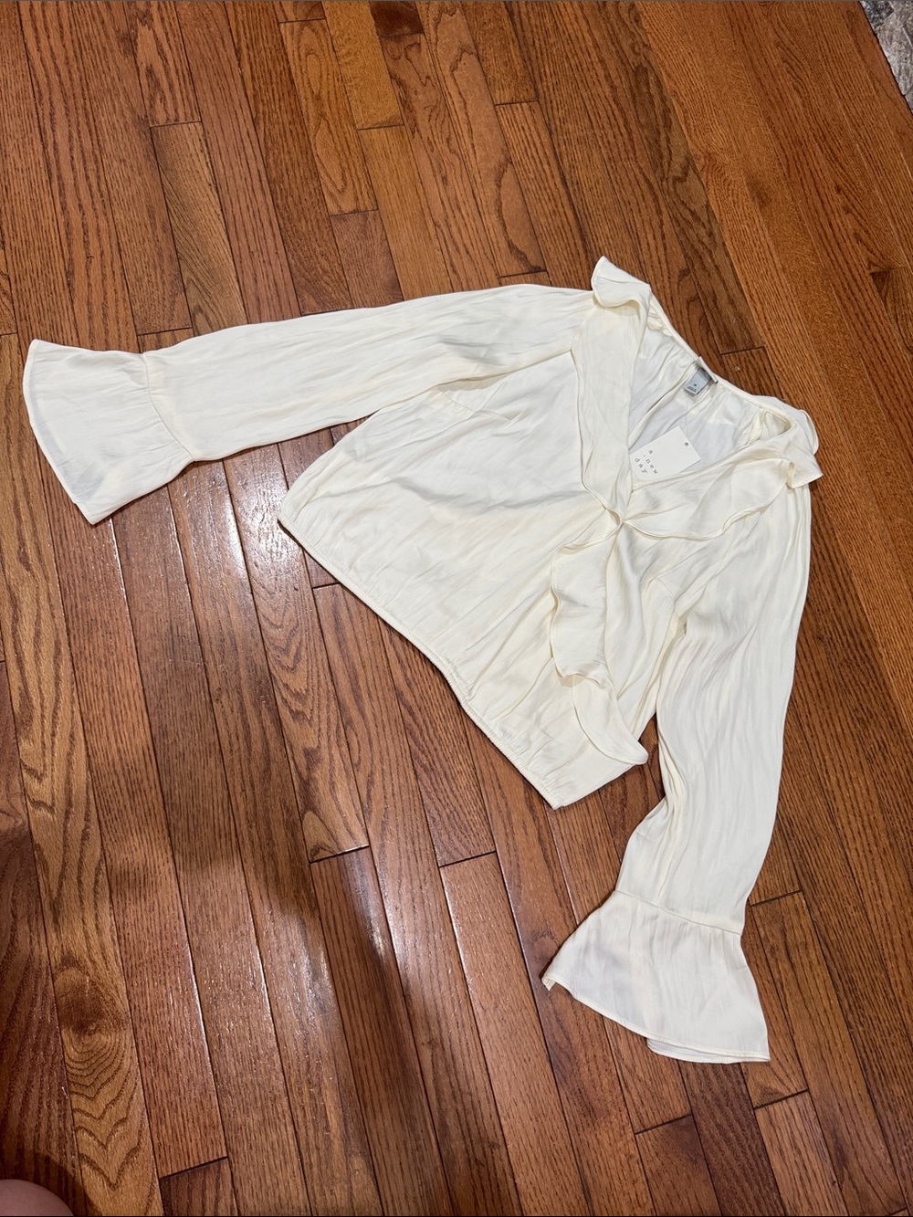 a new day Cream Ruffled Top